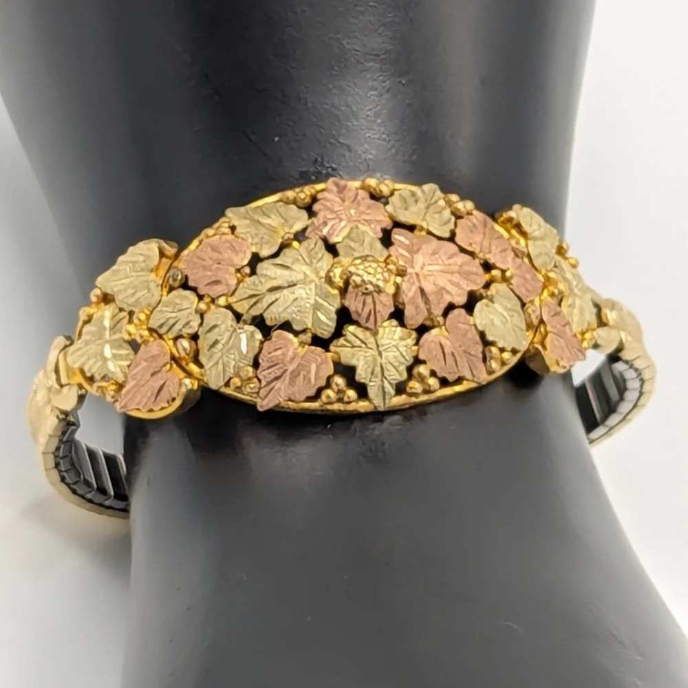 Vintage 70's Landstrom's Black Hills Gold Large Bracelet 2 3/4”x 1”